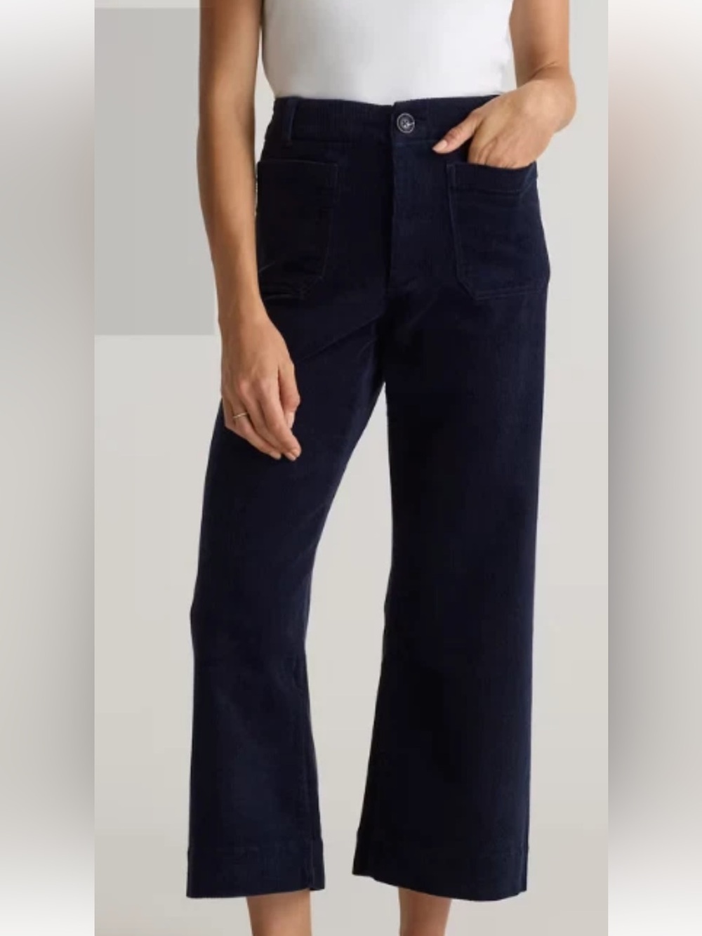 Quince Organic Stretch Corduroy Cropped Wide Leg Pants size 12